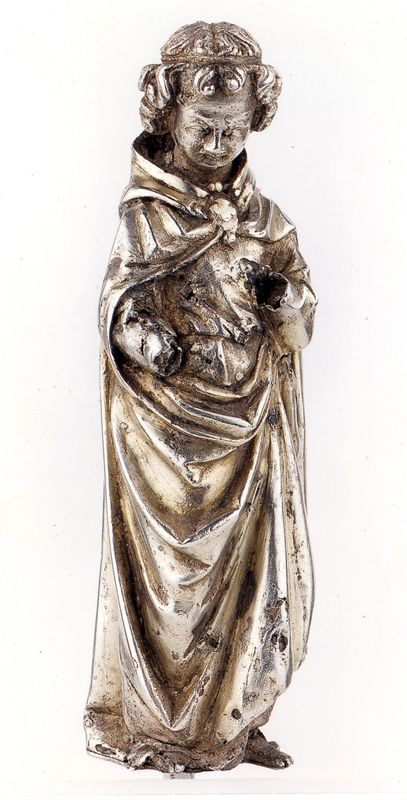 châsse de Sainte-Gertrude : Détails du pignon de la Vierge à l'Enfant (PV)