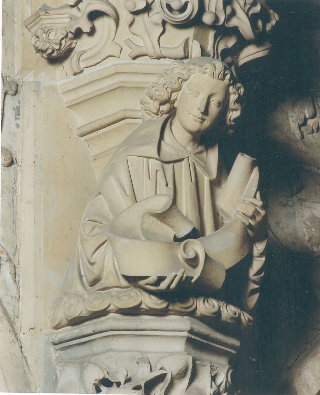 Buste d'ange avec phylactère