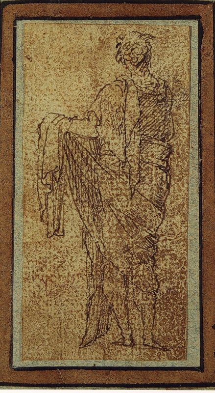Figure drapée vue de dos