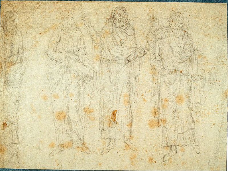 Quatre figures d'allure médiévale