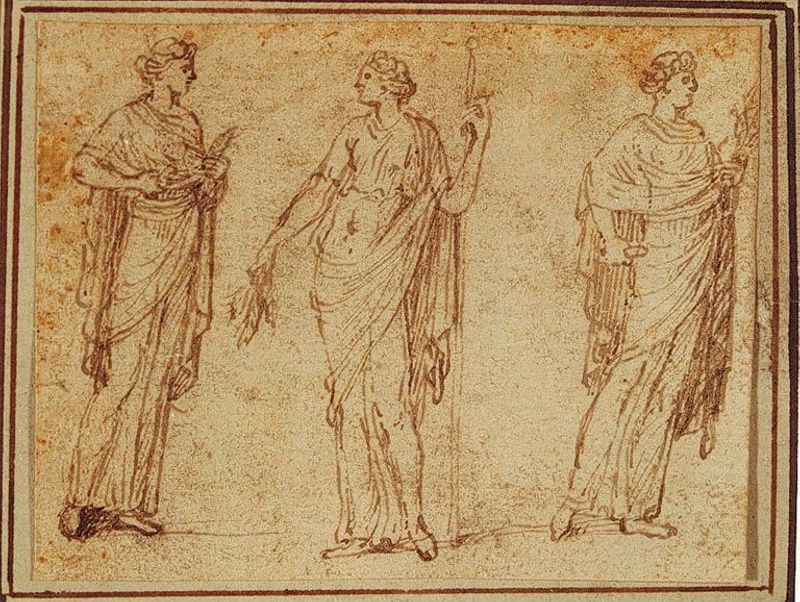 Trois figures féminines drapées