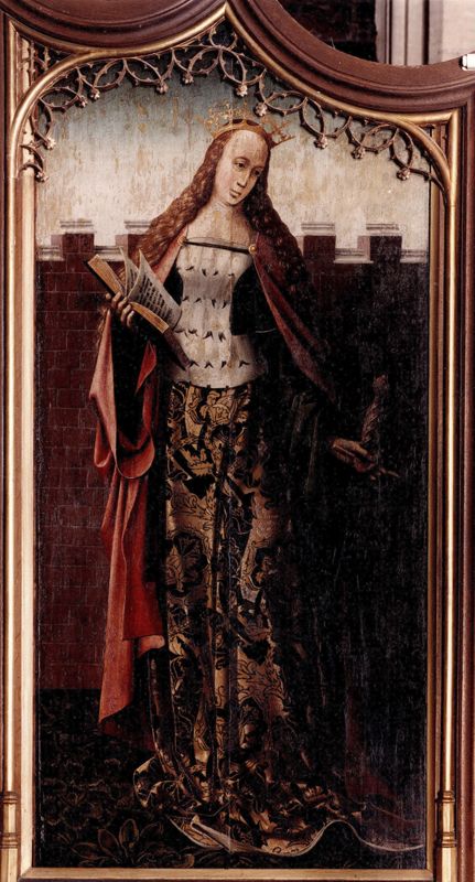 Mariaretabel met op zijluiken leven van H. Laurentius
