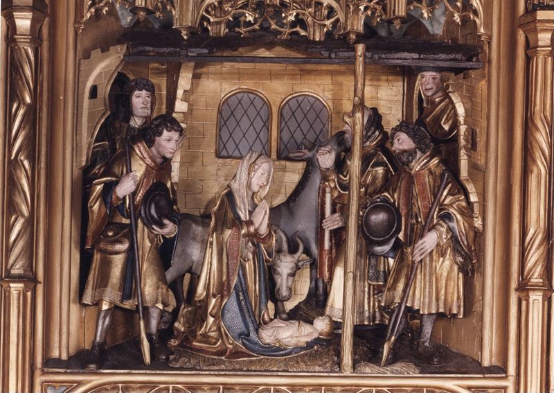 Mariaretabel met op zijluiken leven van H. Laurentius