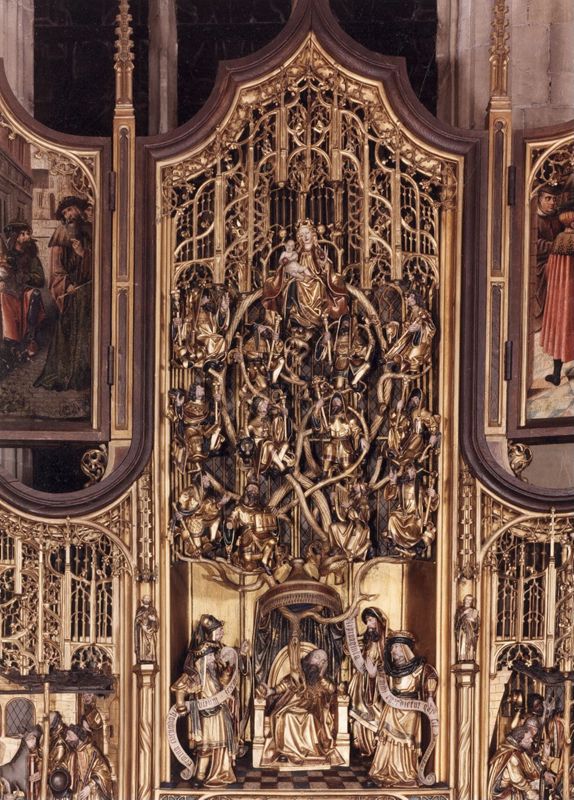 Mariaretabel met op zijluiken leven van H. Laurentius