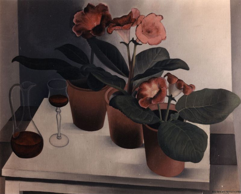 Nature morte
Gloxinia's en glas wijn