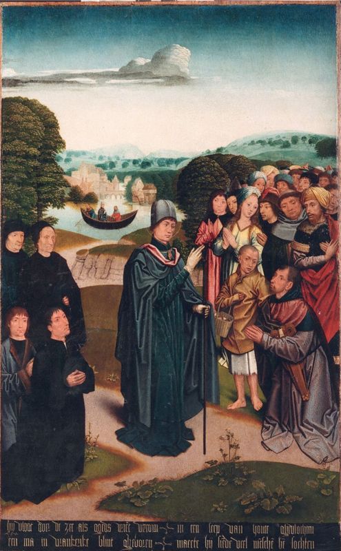 Rumoldus geneest een kreupele / Rumoldus vaart naar Frankrijk
Legende Heilige Rumoldus (paneel 3)