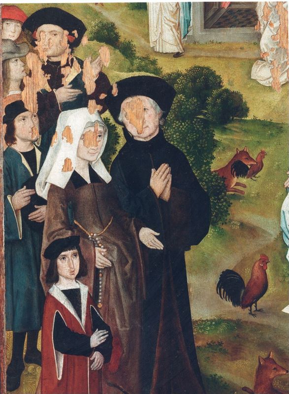 Haan van Gerlindis wordt ongedeerd teruggebracht
Legende H. Rumoldus (paneel 17)