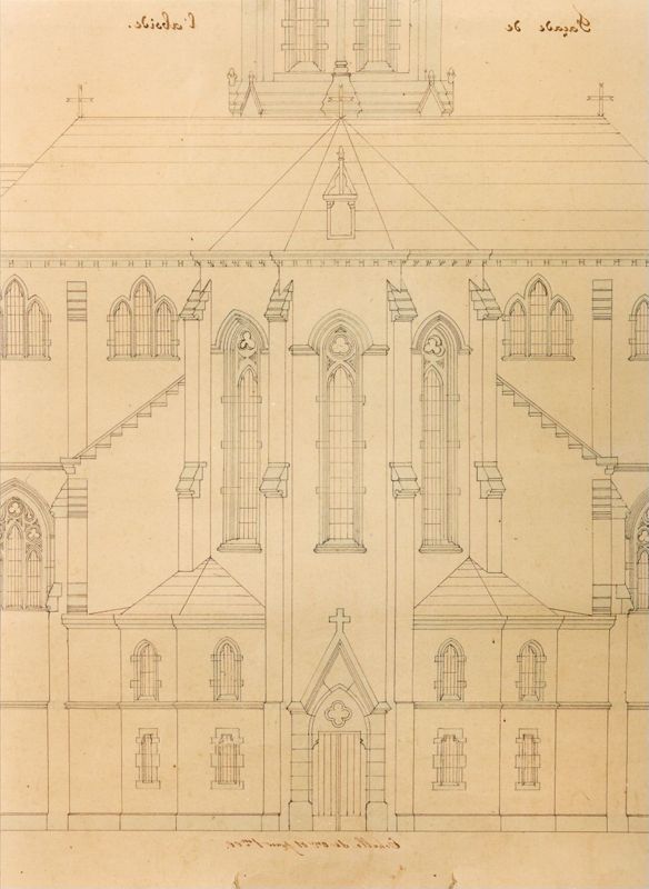Plan de l'église Saints-Valère-et-Ruffin (élévation Est)