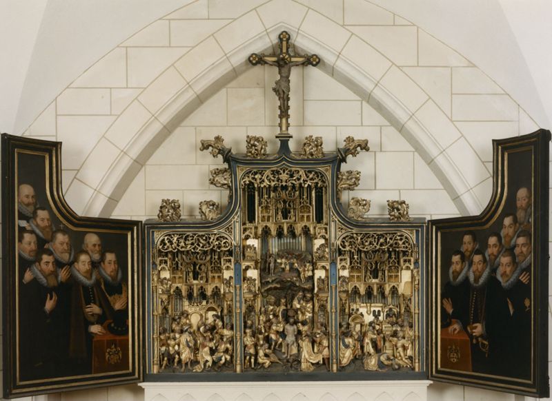 Marteldood van de H. Christophorus en Leden van de Brusselse kolveniersgilde in aanwezigheid van Henri de Dongelberghe en Jérôme vander Noot