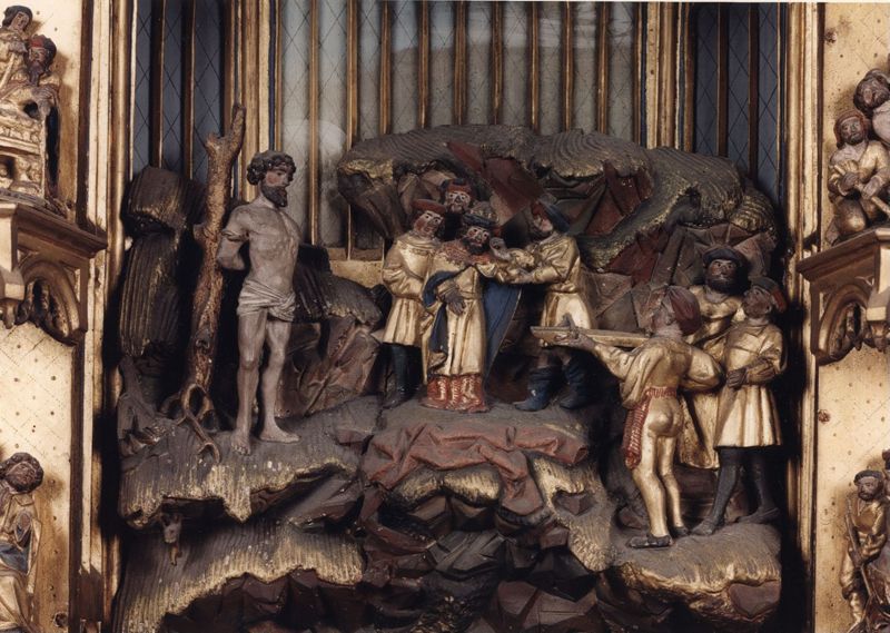 Marteldood van de H. Christophorus en Leden van de Brusselse kolveniersgilde in aanwezigheid van Henri de Dongelberghe en Jérôme vander Noot