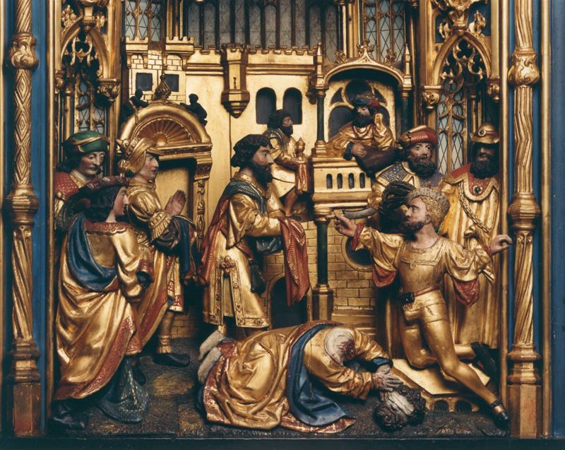 Marteldood van de H. Christophorus en Leden van de Brusselse kolveniersgilde in aanwezigheid van Henri de Dongelberghe en Jérôme vander Noot