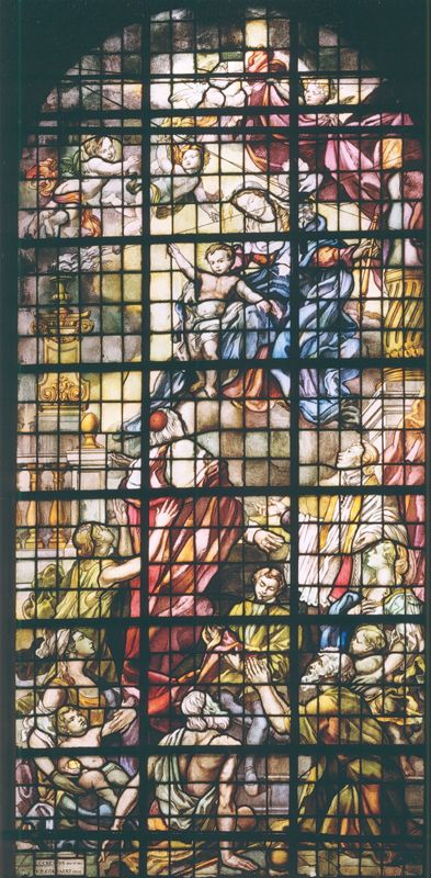 Verschijningen van Christus en O.L.Vrouw; Taferelen met heiligen.