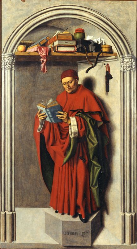Volet droit du triptyque de l'Annonciation de l'église Saint-Sauveur à Aix-en-Provence: Le prophète Jérémie (avers) ; Le Christ d'un Noli me tangere (revers)