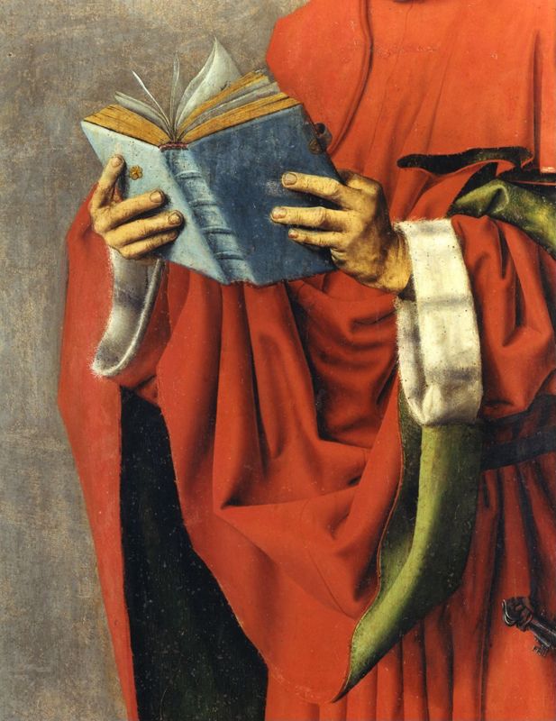 Volet droit du triptyque de l'Annonciation de l'église Saint-Sauveur à Aix-en-Provence: Le prophète Jérémie (avers) ; Le Christ d'un Noli me tangere (revers)