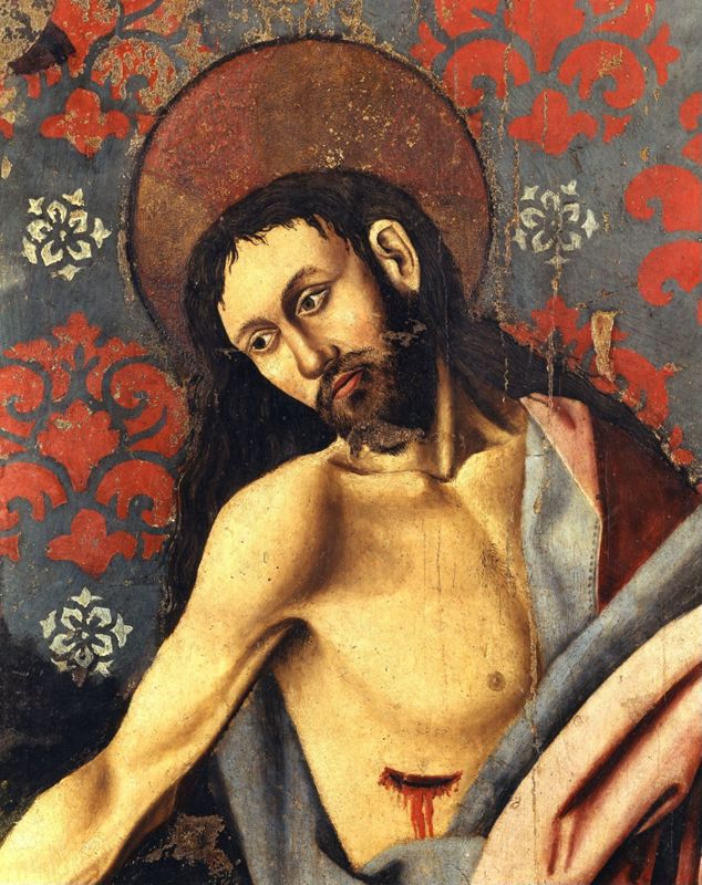 Volet droit du triptyque de l'Annonciation de l'église Saint-Sauveur à Aix-en-Provence: Le prophète Jérémie (avers) ; Le Christ d'un Noli me tangere (revers)