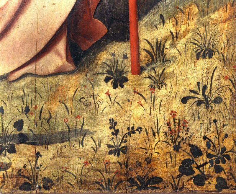 Volet droit du triptyque de l'Annonciation de l'église Saint-Sauveur à Aix-en-Provence: Le prophète Jérémie (avers) ; Le Christ d'un Noli me tangere (revers)