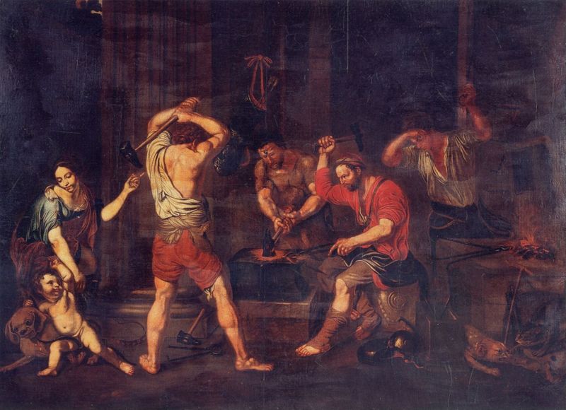 Vénus et l'Amour dans la forge de Vulcain