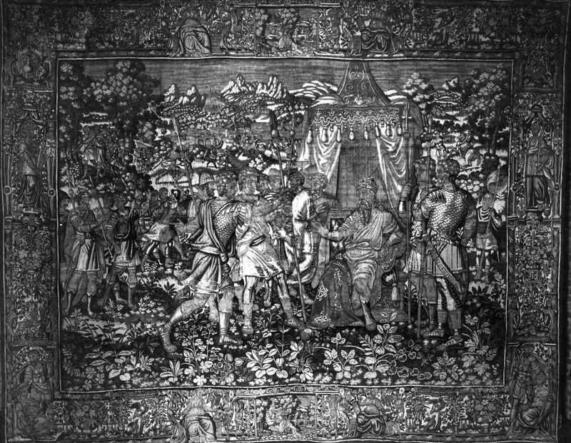 Romulus brengt het hoofd van Amulius aan Numitor