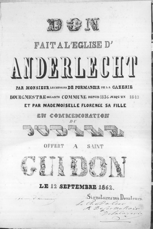 Missale romanum offert à l'église Saint-Guidon d'Anderlecht par la famille De Formanoir de la Cazerie