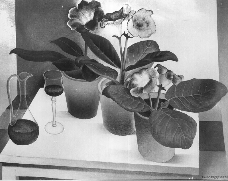 Nature morte
Gloxinia's en glas wijn