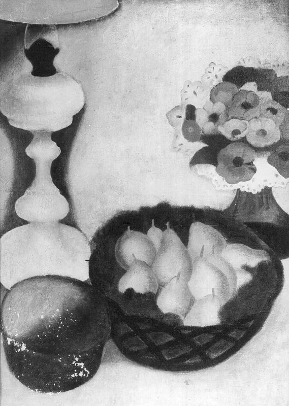 Nature morte au panier à poires et aux anémones