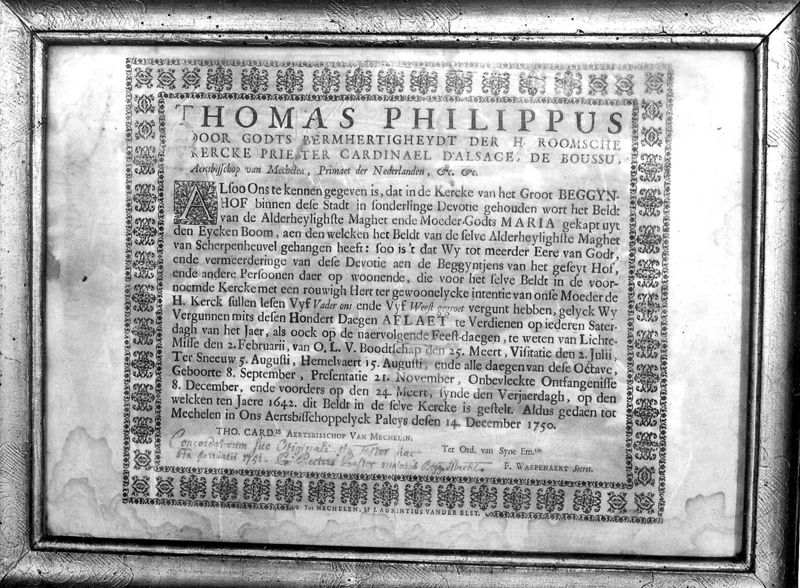 lettre d'indulgence / Kerk Sint-Alexius en Catharina[Begijnhof][Mechelen]