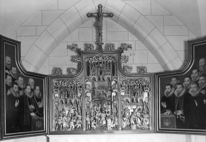 Marteldood van de H. Christophorus en Leden van de Brusselse kolveniersgilde in aanwezigheid van Henri de Dongelberghe en Jérôme vander Noot