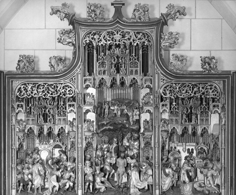 Marteldood van de H. Christophorus en Leden van de Brusselse kolveniersgilde in aanwezigheid van Henri de Dongelberghe en Jérôme vander Noot