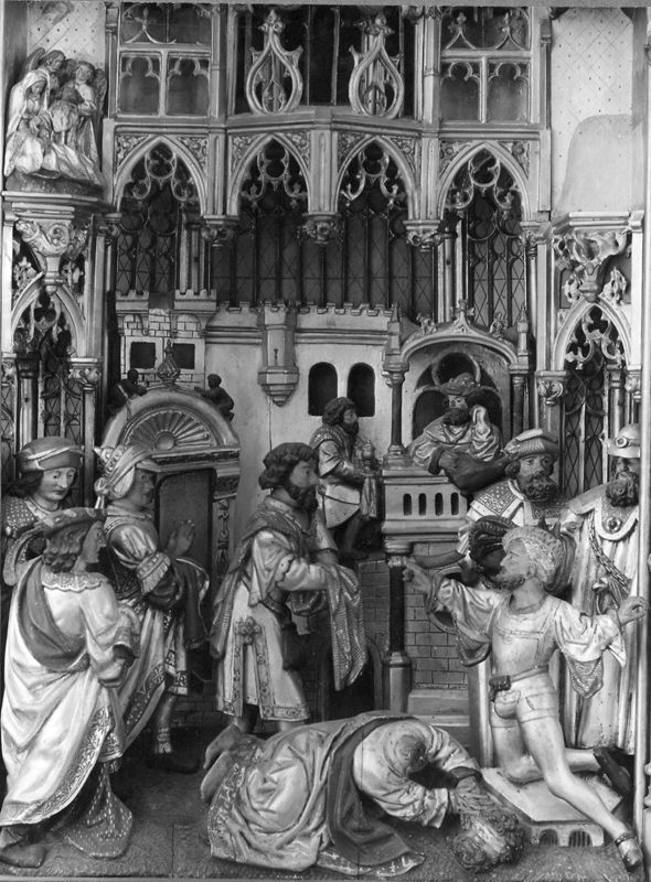 Marteldood van de H. Christophorus en Leden van de Brusselse kolveniersgilde in aanwezigheid van Henri de Dongelberghe en Jérôme vander Noot