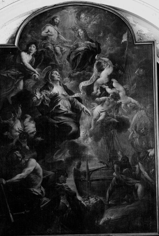 Sainte Anne intercède auprès de la Vierge et de la Sainte Trinité pour des naufragés