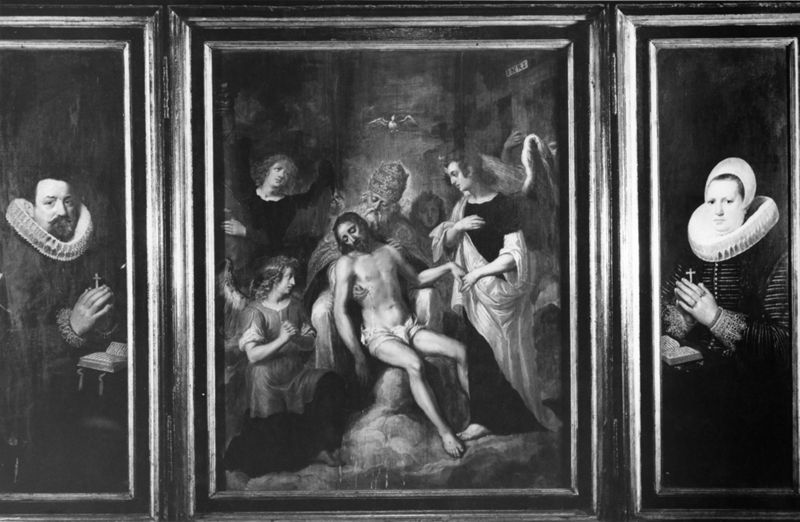 Christ mort soutenu par Dieu le Père et donateurs