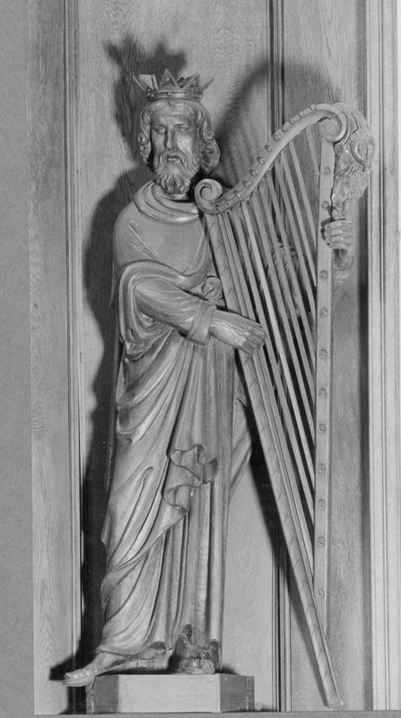 Koning David speelt op de harp