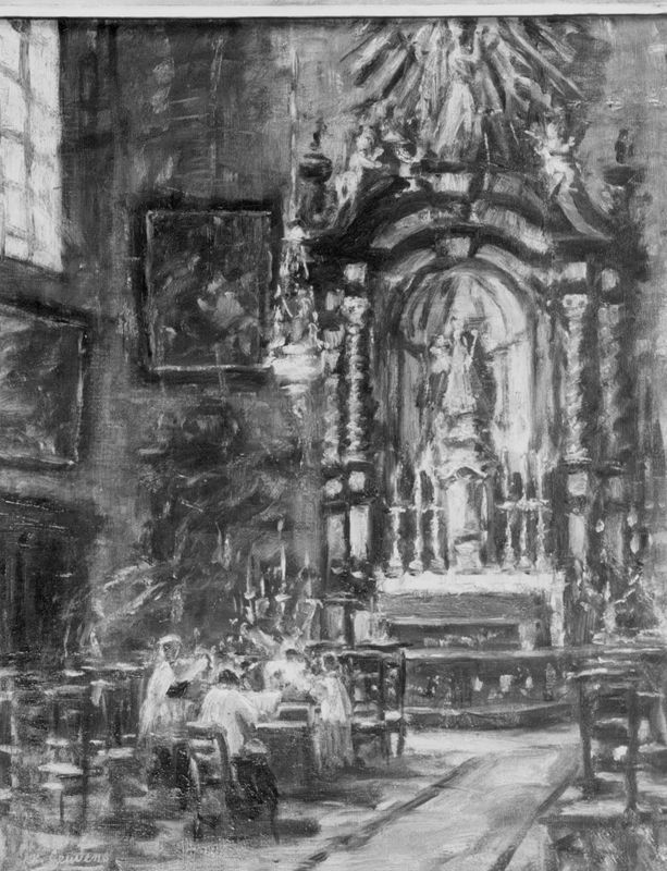 Binnenzicht in de kerk Ter Kapelle te Brussel