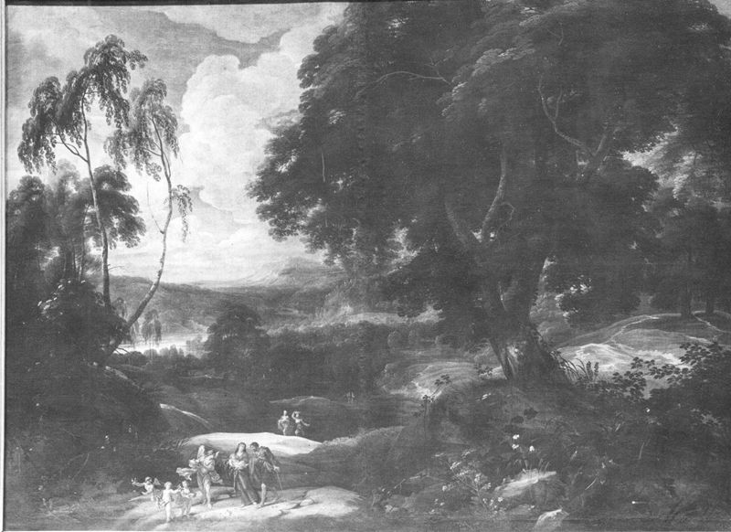 Landschap met de H. Familie op weg naar de presentatie in de tempel