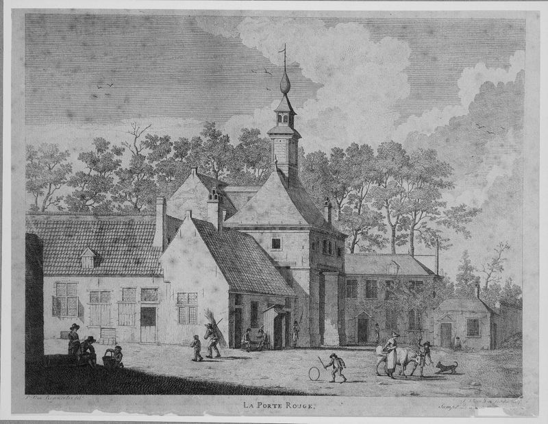 Rode poort op het einde van de XVIIe te Antwerpen
