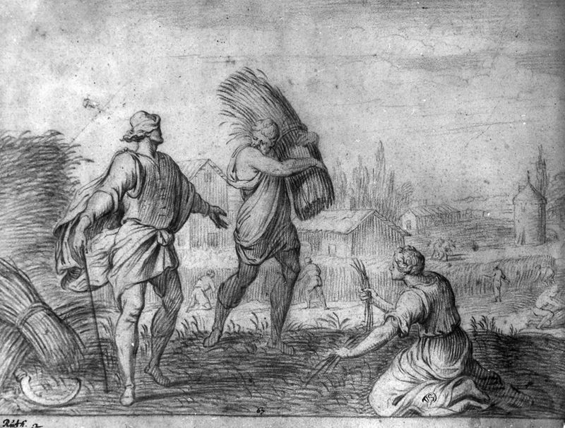 Ruth op de akker van Boaz