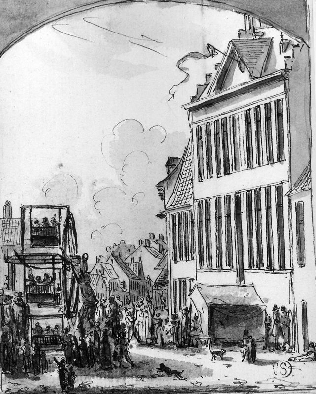 Stadsgezicht met een draaiwiel