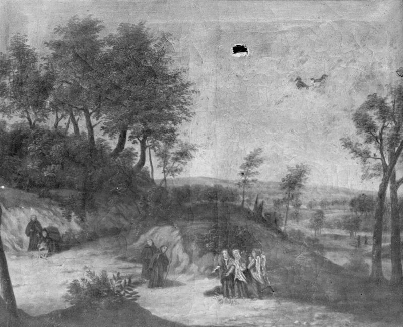 Landschap met monniken
