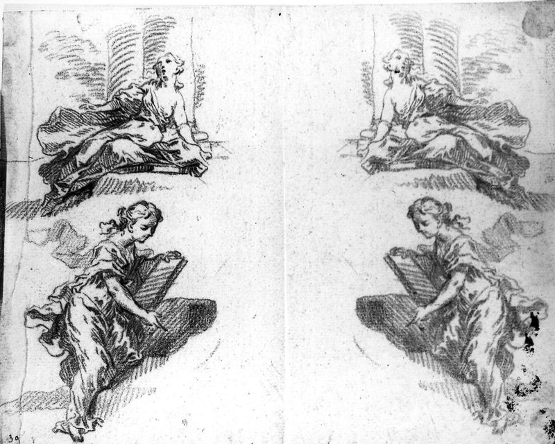 Figuurstudie: twee gedrapeerde vrouwen
