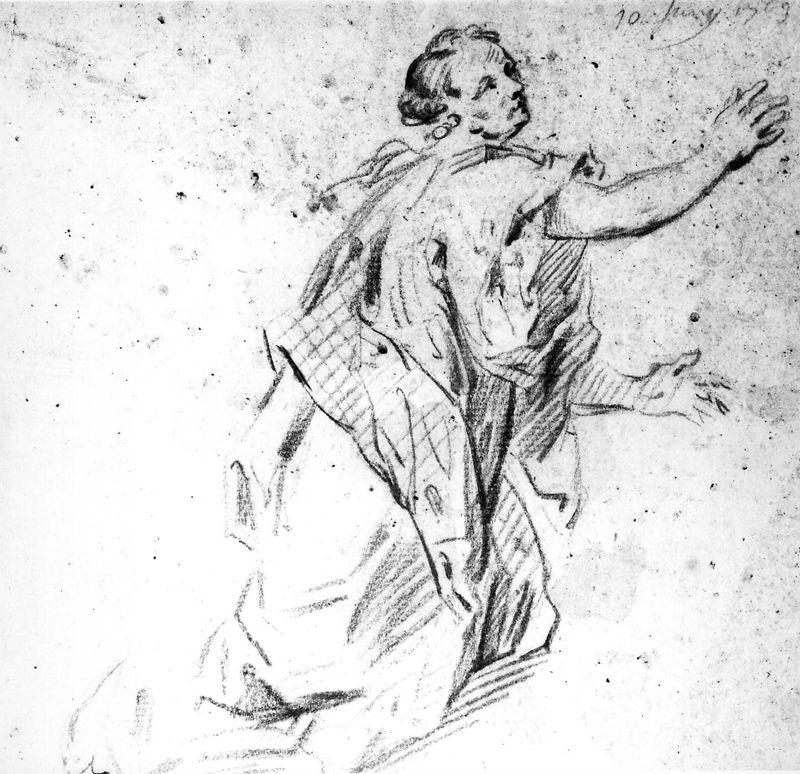 Figuurstudie: gedrapeerde vrouw
