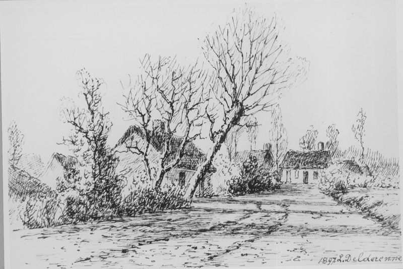 Landweg met boerenwoningen
