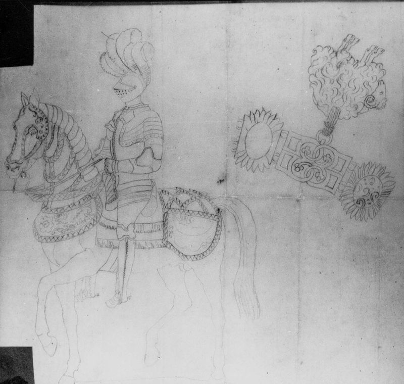 Man in harnas te paard