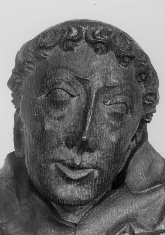 Saint Bernard de Clervaux debout, avec livre et démon
