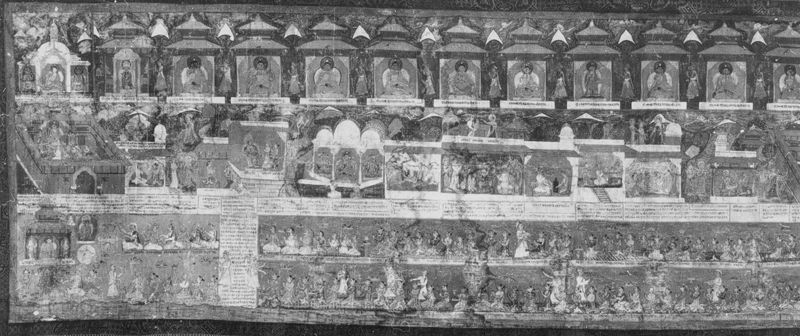Hangende rolschildering : Pauba met het verhaal van Sumana in Nepal