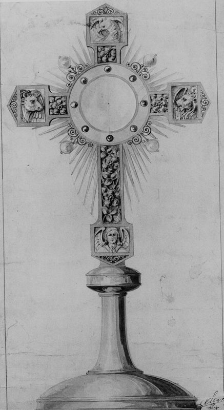 Projet d'ostensoir-cruciforme et rayonnant