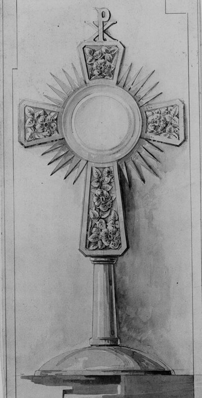 Projet d'ostensoir-cruciforme et rayonnant