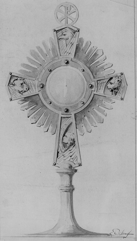 Projet d'ostensoir-cruciforme et rayonnant