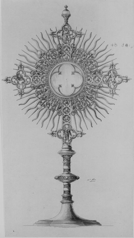 Projet d'ostensoir monstrance cruciforme et rayonnant