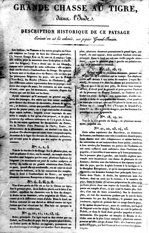 Tableau explicatif de la Grande chasse au tigre (papier peint)