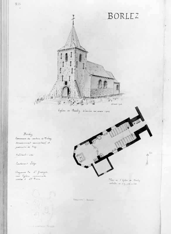 Recueil de planches illustrées d'armoiries, plans d'édifices religieux et civils